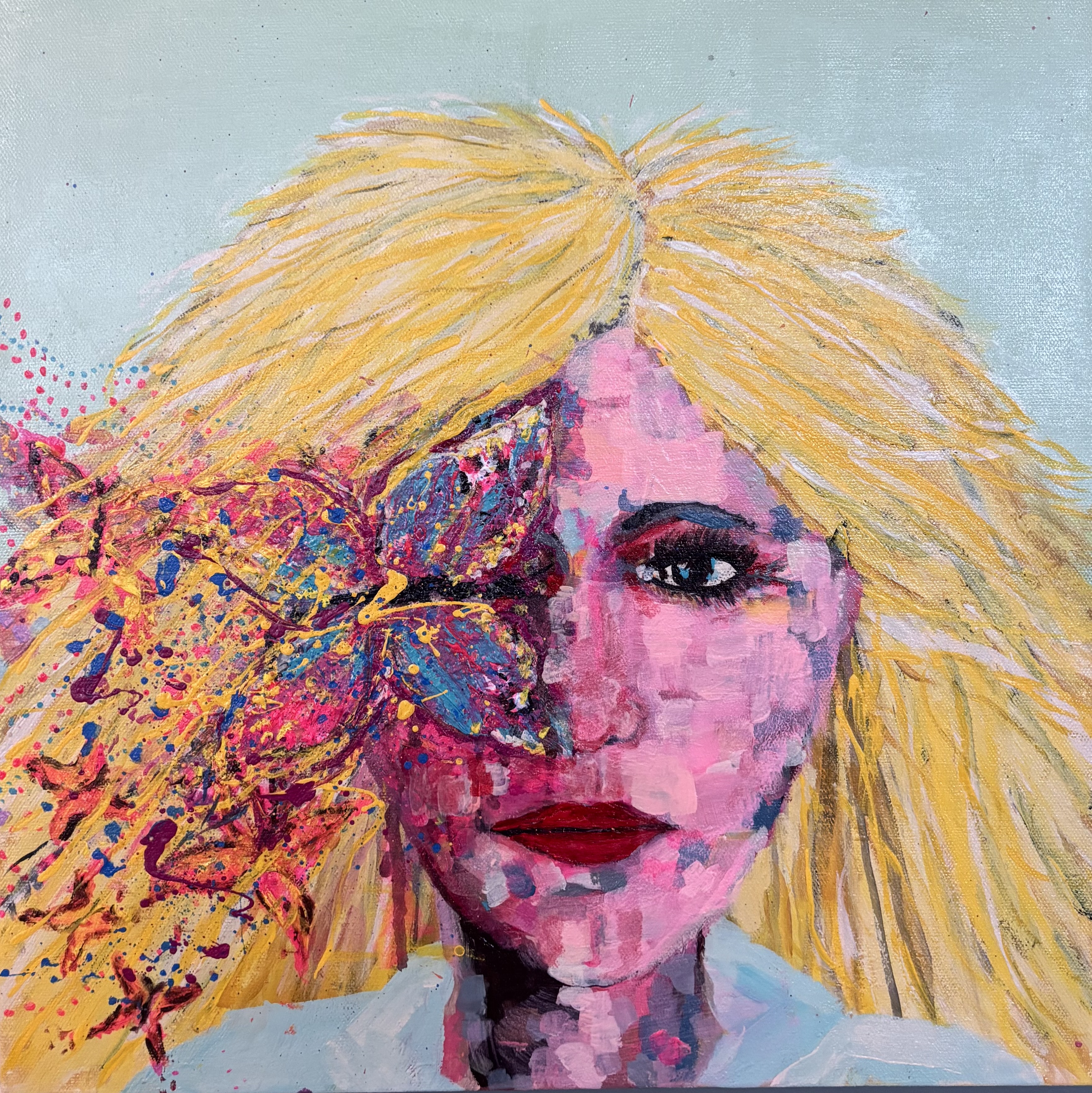 Portrait with butterfly — acrylic on canvas