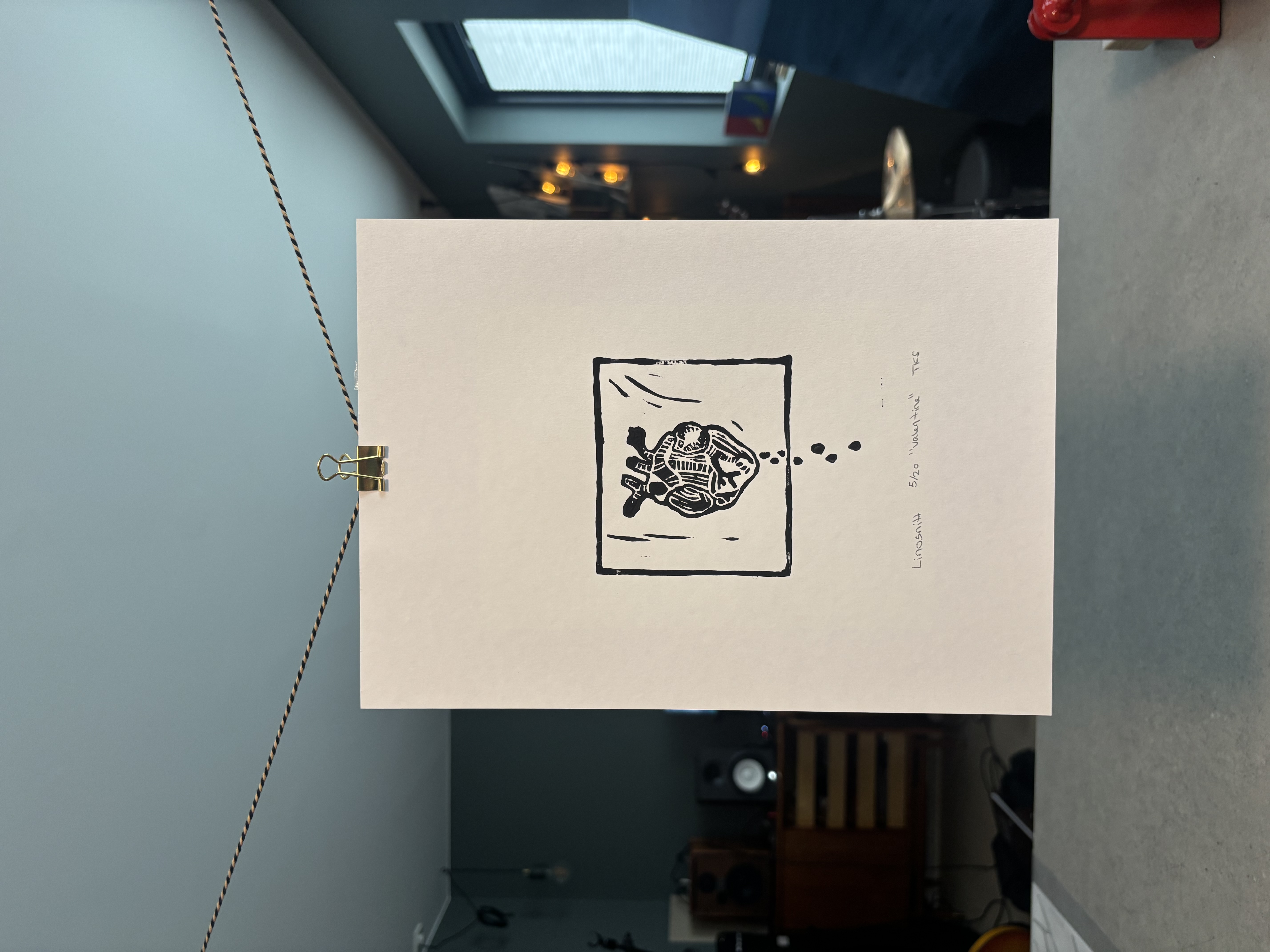 Valentine — lino print